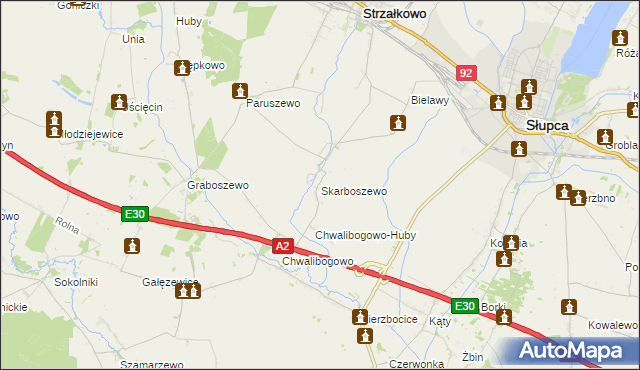 mapa Skarboszewo gmina Strzałkowo, Skarboszewo gmina Strzałkowo na mapie Targeo