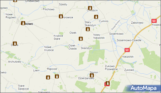 mapa Skarszyn gmina Naruszewo, Skarszyn gmina Naruszewo na mapie Targeo