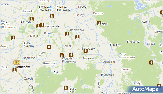 mapa Skarydzew, Skarydzew na mapie Targeo