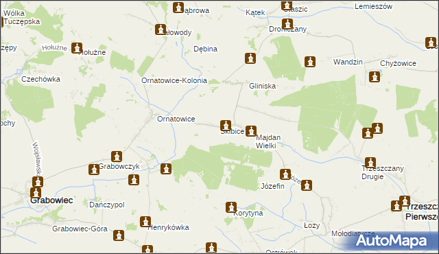 mapa Skibice gmina Grabowiec, Skibice gmina Grabowiec na mapie Targeo