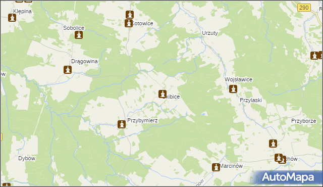 mapa Skibice gmina Nowogród Bobrzański, Skibice gmina Nowogród Bobrzański na mapie Targeo