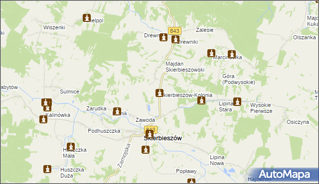 mapa Skierbieszów-Kolonia, Skierbieszów-Kolonia na mapie Targeo