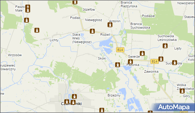 mapa Skoki gmina Czemierniki, Skoki gmina Czemierniki na mapie Targeo