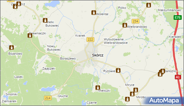 mapa Skórcz, Skórcz na mapie Targeo