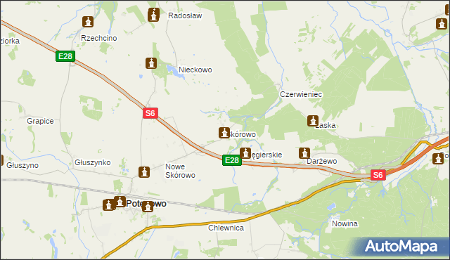 mapa Skórowo, Skórowo na mapie Targeo