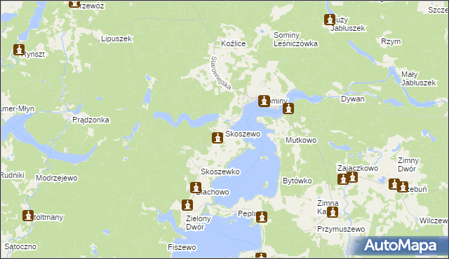 mapa Skoszewo gmina Brusy, Skoszewo gmina Brusy na mapie Targeo