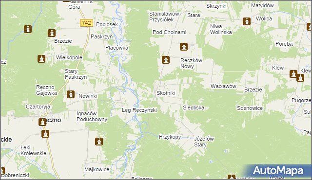 mapa Skotniki gmina Aleksandrów, Skotniki gmina Aleksandrów na mapie Targeo