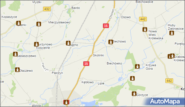 mapa Skotniki gmina Miłosław, Skotniki gmina Miłosław na mapie Targeo