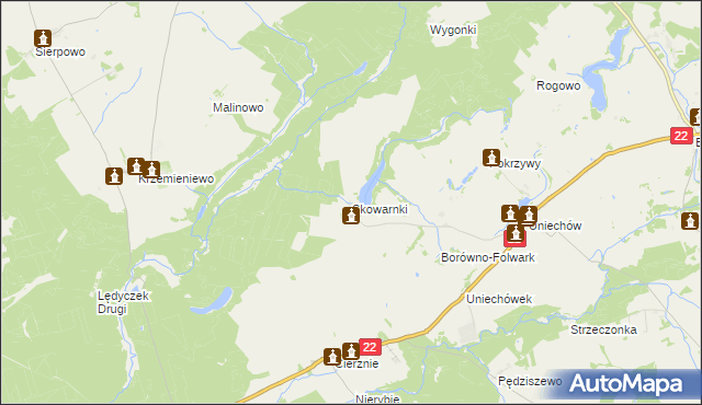 mapa Skowarnki, Skowarnki na mapie Targeo