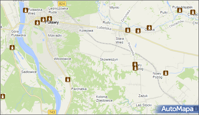 mapa Skowieszyn, Skowieszyn na mapie Targeo