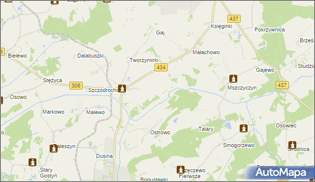 mapa Skowronki gmina Gostyń, Skowronki gmina Gostyń na mapie Targeo