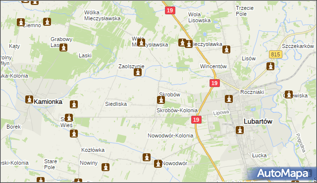 mapa Skrobów, Skrobów na mapie Targeo