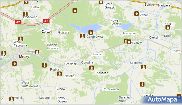 mapa Skruda gmina Mrozy, Skruda gmina Mrozy na mapie Targeo