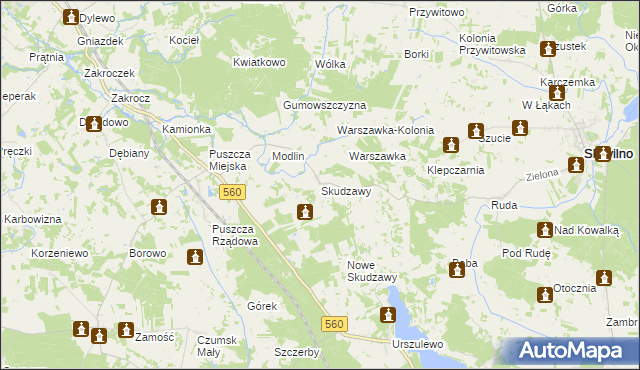 mapa Skudzawy, Skudzawy na mapie Targeo