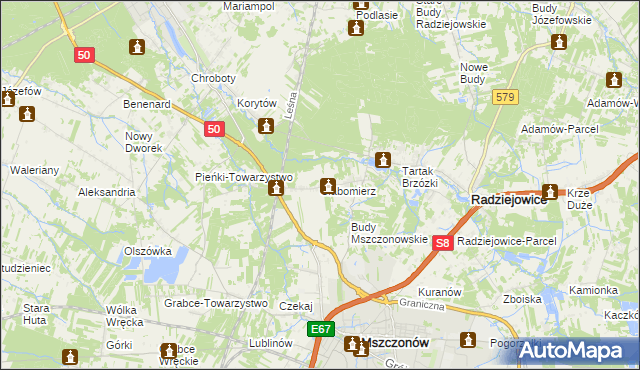 mapa Słabomierz gmina Radziejowice, Słabomierz gmina Radziejowice na mapie Targeo