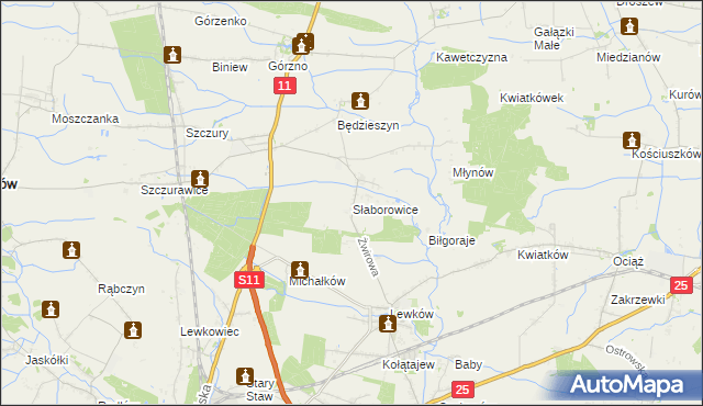 mapa Słaborowice, Słaborowice na mapie Targeo