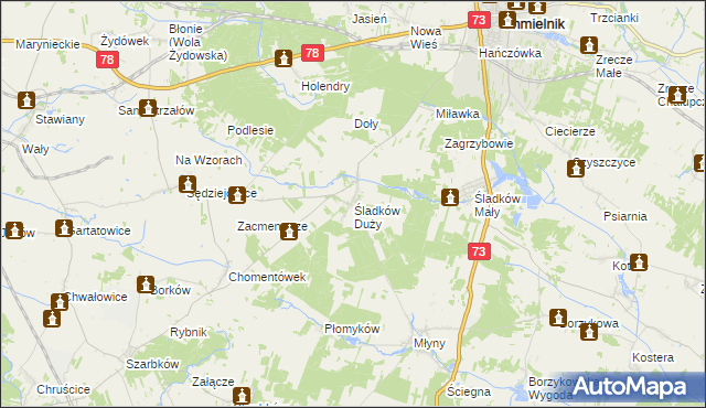 mapa Śladków Duży, Śladków Duży na mapie Targeo