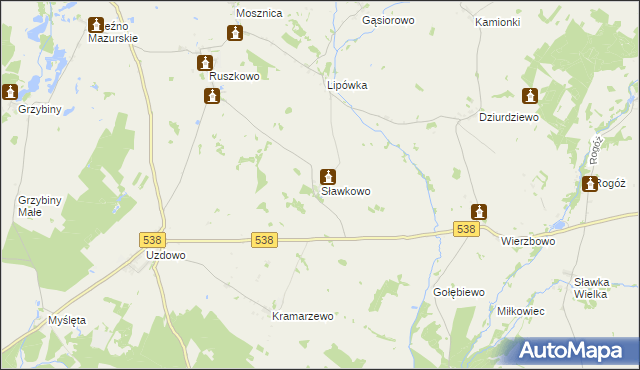 mapa Sławkowo gmina Działdowo, Sławkowo gmina Działdowo na mapie Targeo