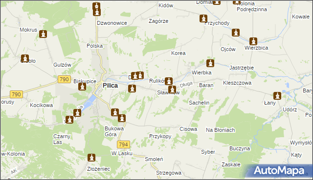 mapa Sławniów, Sławniów na mapie Targeo