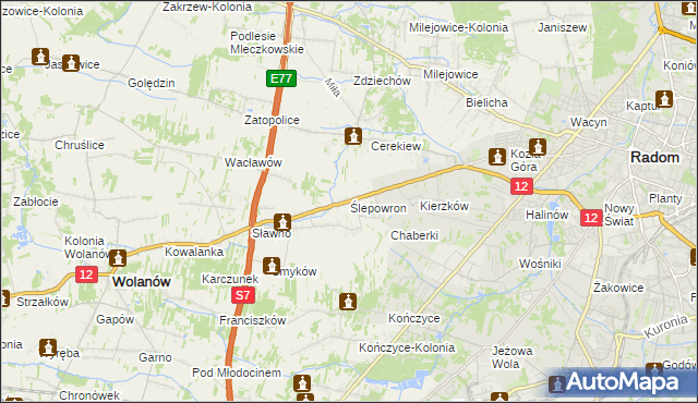 mapa Ślepowron, Ślepowron na mapie Targeo