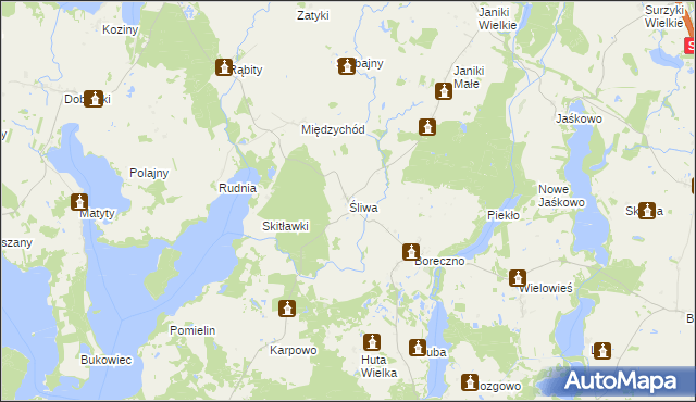 mapa Śliwa, Śliwa na mapie Targeo