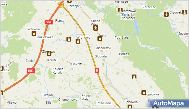 mapa Słoboda gmina Raczki, Słoboda gmina Raczki na mapie Targeo