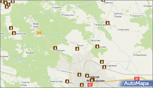 mapa Słocin, Słocin na mapie Targeo