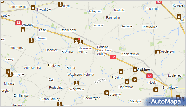 mapa Słomków Suchy, Słomków Suchy na mapie Targeo