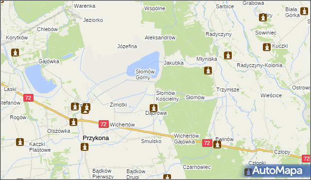 mapa Słomów Kościelny, Słomów Kościelny na mapie Targeo