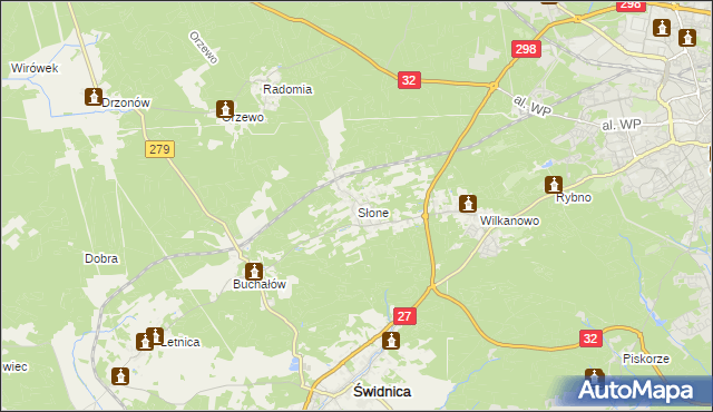 mapa Słone gmina Świdnica, Słone gmina Świdnica na mapie Targeo