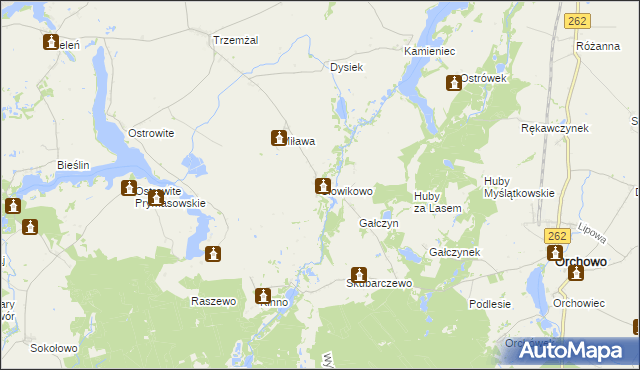 mapa Słowikowo gmina Orchowo, Słowikowo gmina Orchowo na mapie Targeo