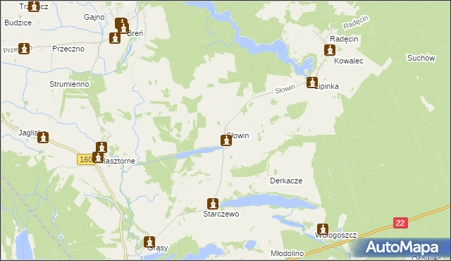 mapa Słowin, Słowin na mapie Targeo