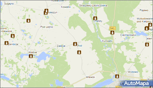 mapa Słup gmina Lidzbark, Słup gmina Lidzbark na mapie Targeo