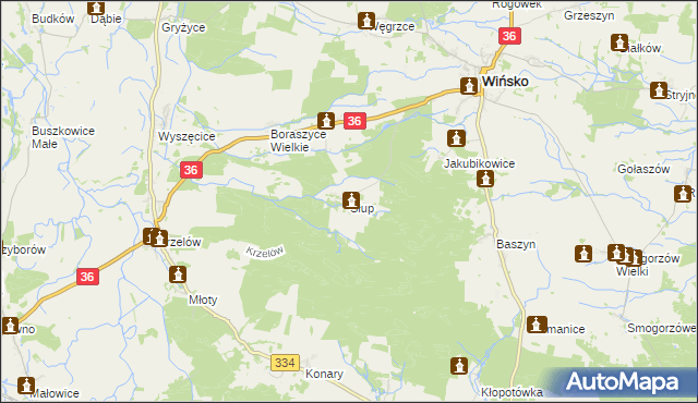 mapa Słup gmina Wińsko, Słup gmina Wińsko na mapie Targeo