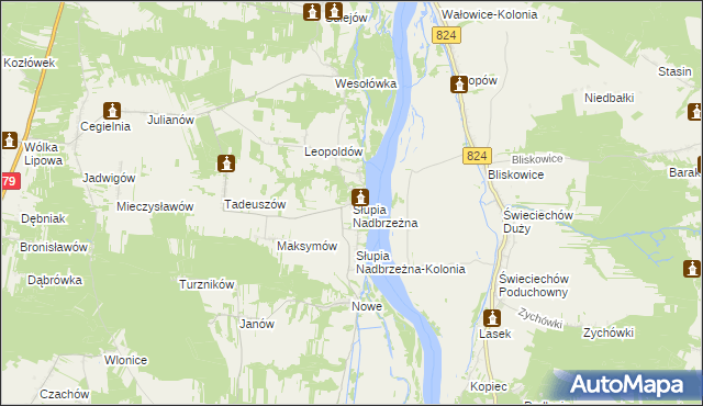 mapa Słupia Nadbrzeżna, Słupia Nadbrzeżna na mapie Targeo