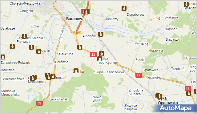 mapa Słupia pod Kępnem, Słupia pod Kępnem na mapie Targeo