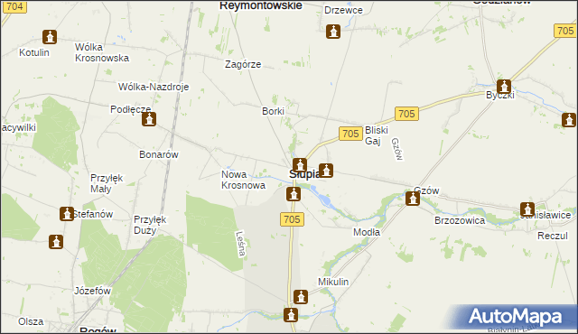 mapa Słupia powiat skierniewicki, Słupia powiat skierniewicki na mapie Targeo