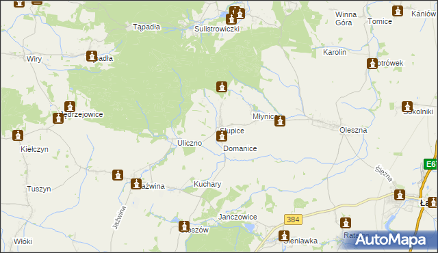 mapa Słupice gmina Łagiewniki, Słupice gmina Łagiewniki na mapie Targeo