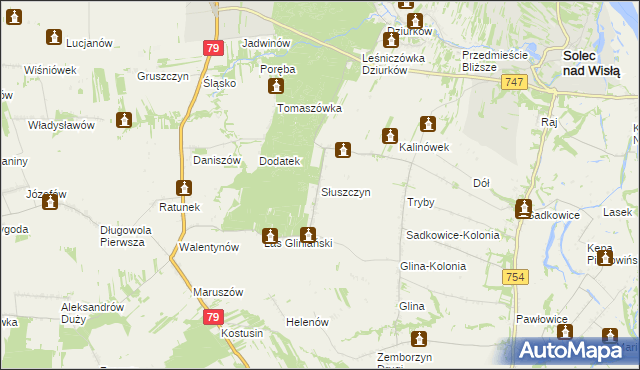 mapa Słuszczyn, Słuszczyn na mapie Targeo