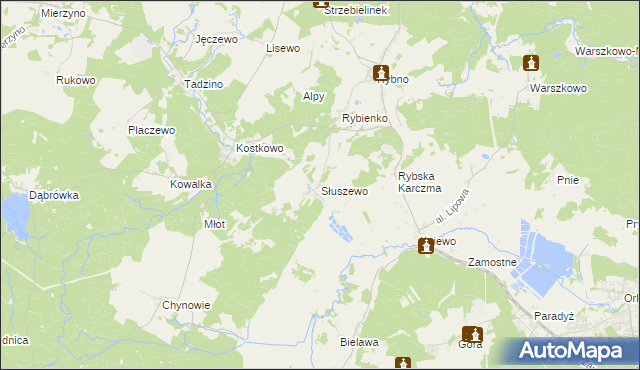 mapa Słuszewo, Słuszewo na mapie Targeo