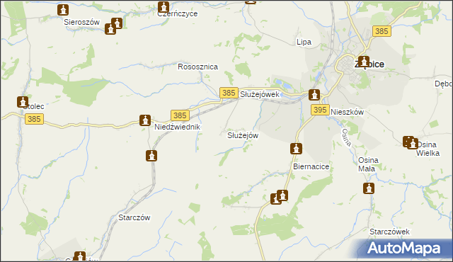 mapa Służejów, Służejów na mapie Targeo