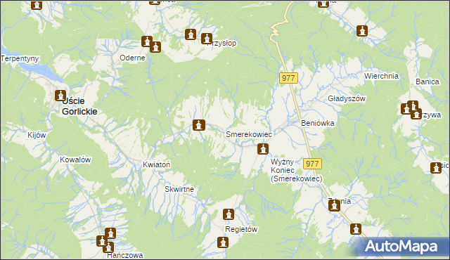 mapa Smerekowiec, Smerekowiec na mapie Targeo