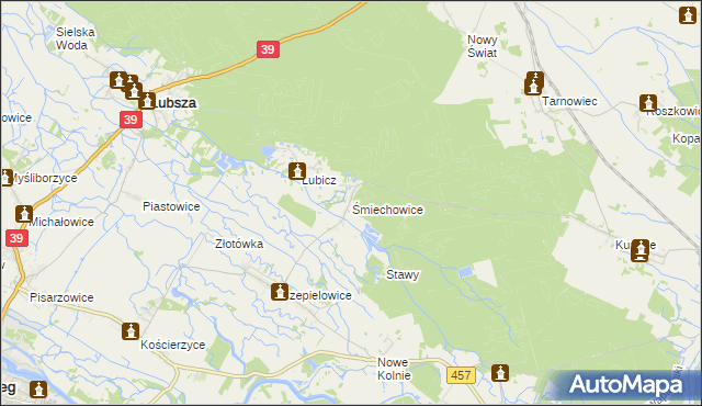 mapa Śmiechowice gmina Lubsza, Śmiechowice gmina Lubsza na mapie Targeo