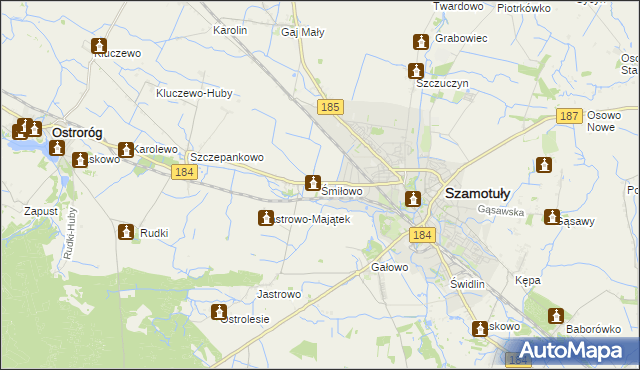 mapa Śmiłowo gmina Szamotuły, Śmiłowo gmina Szamotuły na mapie Targeo