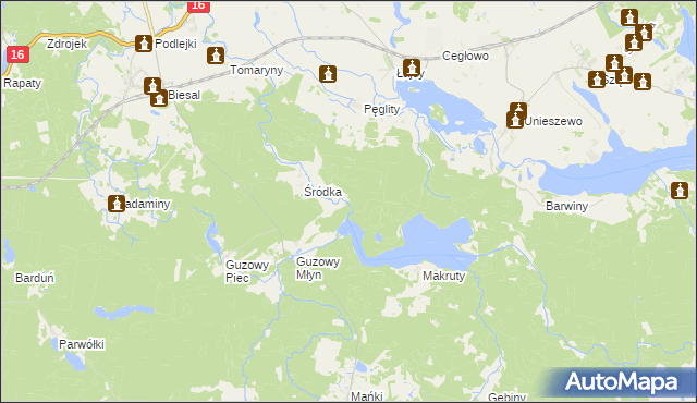 mapa Smoleń gmina Gietrzwałd, Smoleń gmina Gietrzwałd na mapie Targeo