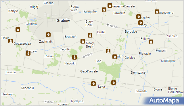 mapa Smolice gmina Grabów, Smolice gmina Grabów na mapie Targeo