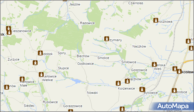 mapa Smolice gmina Pakosławice, Smolice gmina Pakosławice na mapie Targeo