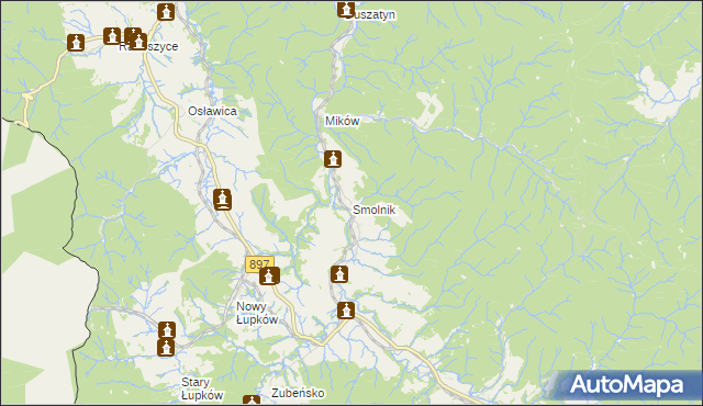 mapa Smolnik gmina Komańcza, Smolnik gmina Komańcza na mapie Targeo