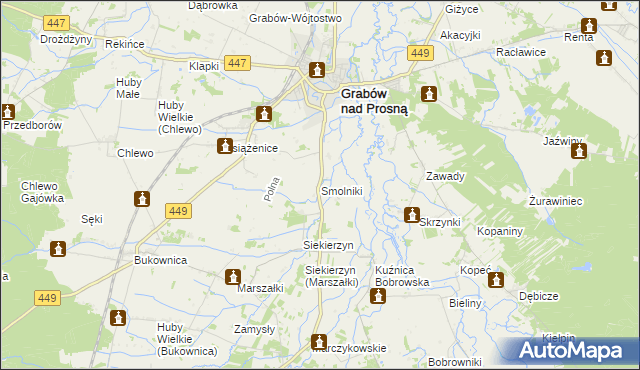 mapa Smolniki gmina Grabów nad Prosną, Smolniki gmina Grabów nad Prosną na mapie Targeo