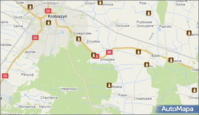 mapa Smoszew, Smoszew na mapie Targeo